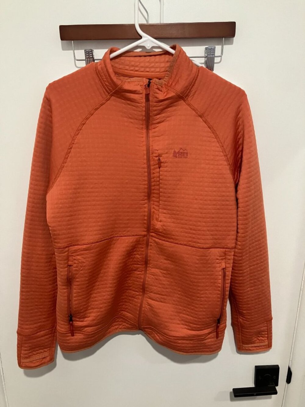REI Women's Compressed Fleece Zip Up Jacket, Orange, Size Large